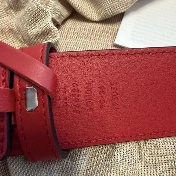 NWT Gucci Celeria Interlocking G Red Leather Belt - size 90 Cm 36 In GG Logo